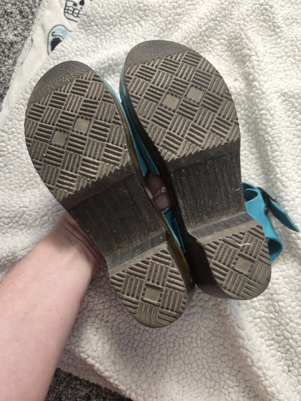 Teal Suede Mary Jane Clogs with Bow - Picture 5 of 13